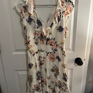 Floral Ruffle V-Neck Dress